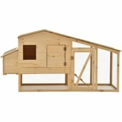 MAISONCHIC Poulailler Enclos Cage Extérieure Pour Poulets - Bois De Pin Massif 178x67x92 Cm -Polire Soldes Boutique 67652320 3