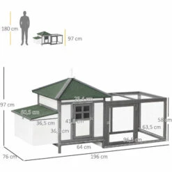 PawHut Poulailler Cottage Multi-équipement Perchoir Rampe Pondoir Enclos Tiroir à Déjection 196L X 76l X 97H Cm Bois Massif Pin Gris Blanc 7 PawHut Poulailler Cottage Multi-équipement Perchoir Rampe Pondoir Enclos Tiroir à Déjection 196L X 76l X 97H Cm Bois Massif Pin Gris Blanc -Polire Soldes Boutique 6812291 3