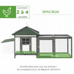 PawHut Poulailler Cottage Multi-équipement Perchoir Rampe Pondoir Enclos Tiroir à Déjection 196L X 76l X 97H Cm Bois Massif Pin Gris Blanc 8 PawHut Poulailler Cottage Multi-équipement Perchoir Rampe Pondoir Enclos Tiroir à Déjection 196L X 76l X 97H Cm Bois Massif Pin Gris Blanc -Polire Soldes Boutique 6812291 4