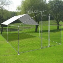 IDMARKET Enclos Poulailler 12 M² Parc Grillagé 4x3 M Acier Galvanisé - Naturel -Polire Soldes Boutique 6873364 5