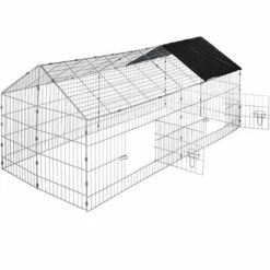 TECTAKE Parc D'Extèrieur ? Lapins Et Petits Rongeurs Avec 1 Toit En Métal 180 Cm X 75 Cm X 75 Cm Noir - Noir