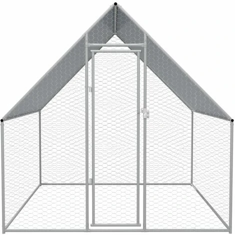 VidaXL Cage Extérieure Pour Poulets Acier Galvanisé 2 X 2 X 1,92 M - Argent 2 VidaXL Cage Extérieure Pour Poulets Acier Galvanisé 2 X 2 X 1,92 M - Argent – Image 2