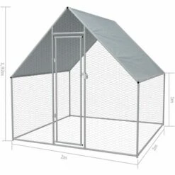 VidaXL Cage Extérieure Pour Poulets Acier Galvanisé 2 X 2 X 1,92 M - Argent 9 VidaXL Cage Extérieure Pour Poulets Acier Galvanisé 2 X 2 X 1,92 M - Argent -Polire Soldes Boutique 9356968 5