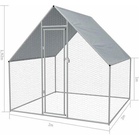 VidaXL Cage Extérieure Pour Poulets Acier Galvanisé 2 X 2 X 1,92 M - Argent 5 VidaXL Cage Extérieure Pour Poulets Acier Galvanisé 2 X 2 X 1,92 M - Argent – Image 5